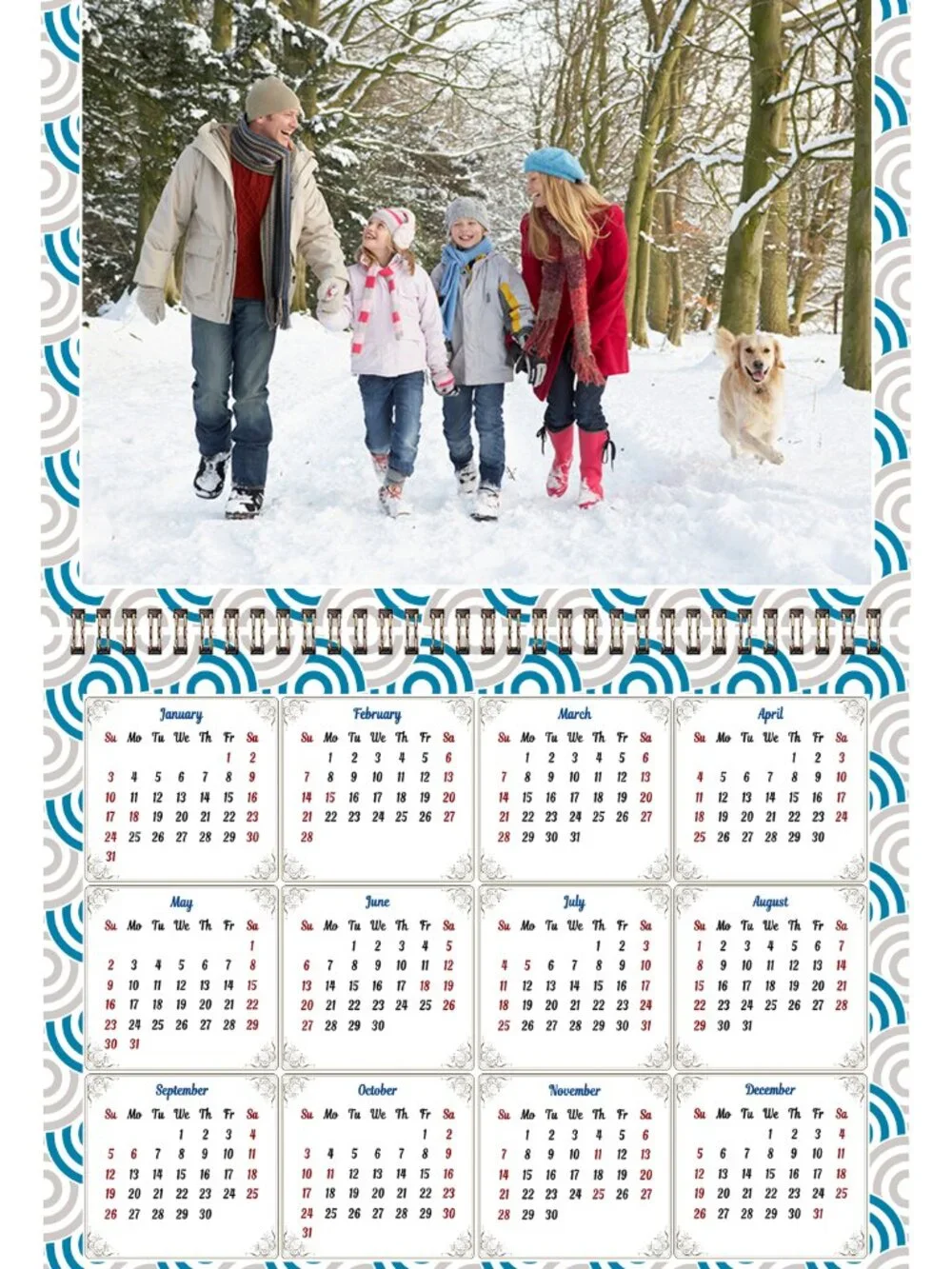 Personalized Custom 2027 Wall Calendar Spiral-bound - 12 Months. 11 x 8in. #04
